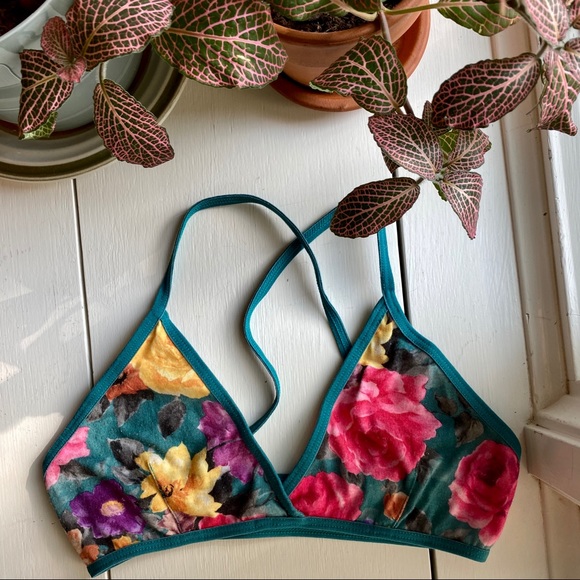 Free People Floral Bralette, Small, Turqoise Pink - Picture 4 of 5